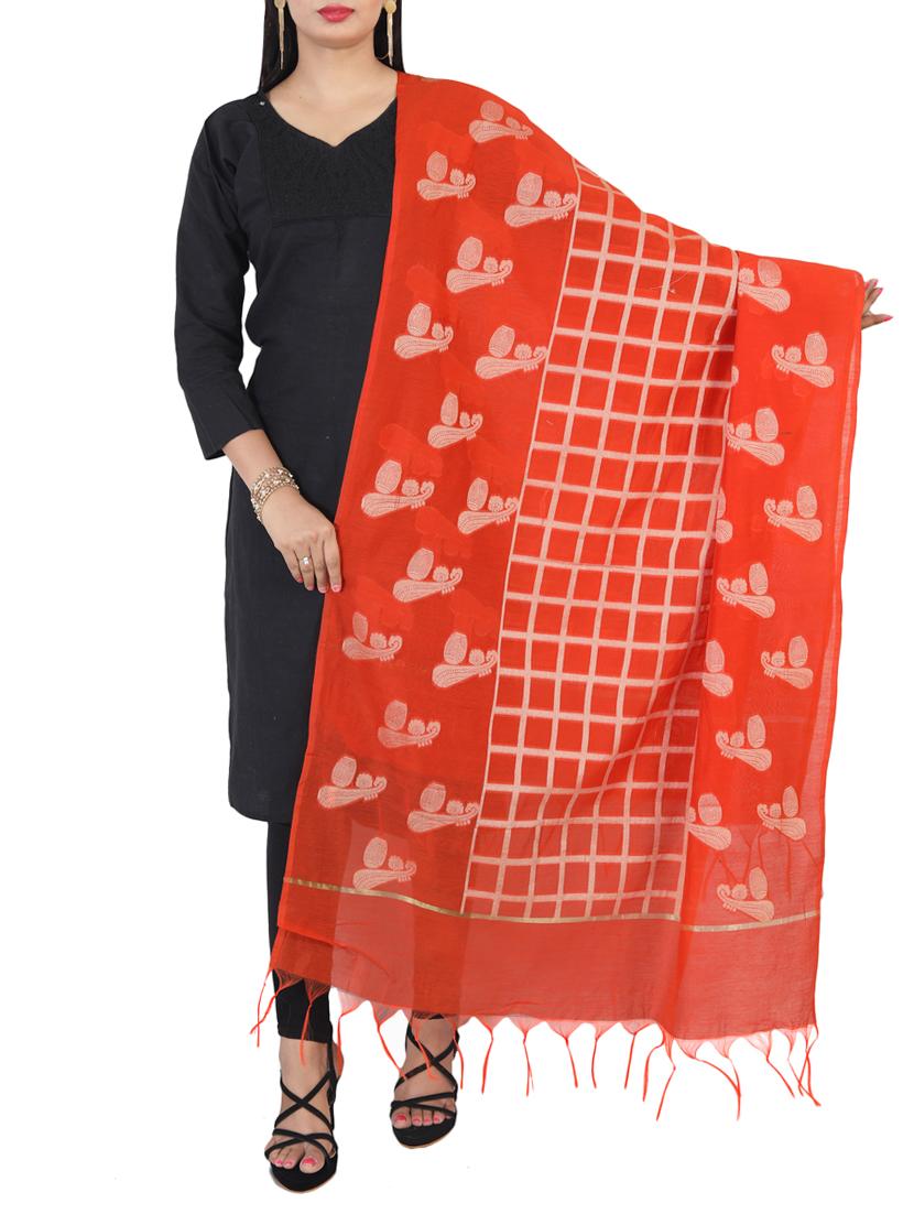 orange banarasi dupatta - 15252558 - Zoom Image - 0