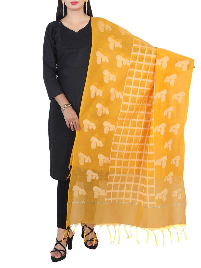 yellow banarasi dupatta - 15252559 -  Zoom Image - 0