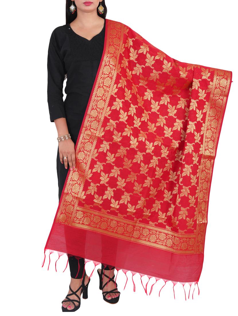 red chanderi dupatta - 15252560 -  Zoom Image - 0
