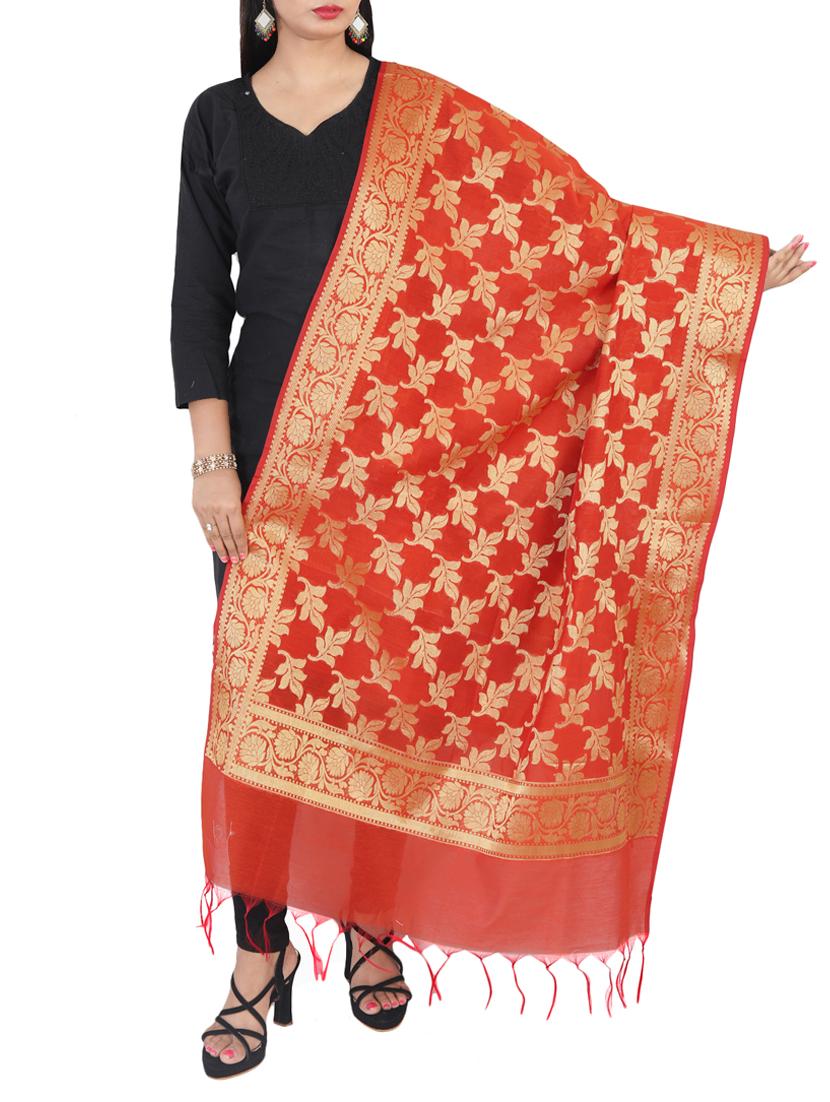 orange banarasi dupatta - 15252562 - Zoom Image - 0