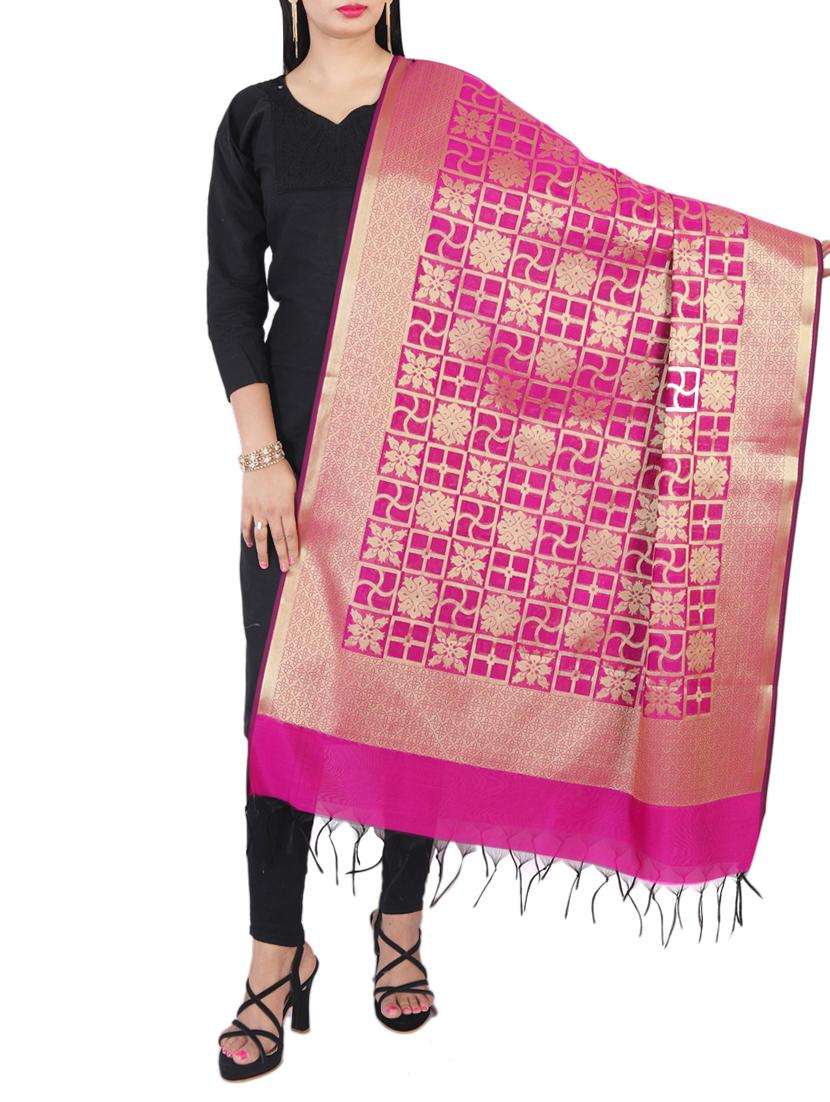 pink banarasi dupatta - 15252565 - Zoom Image - 0