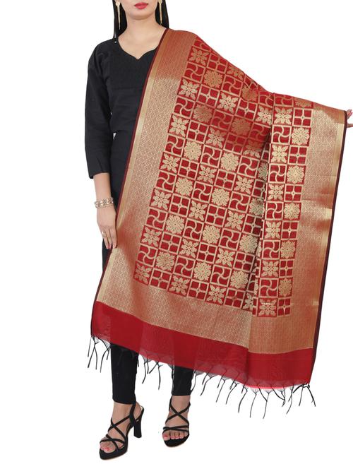 red banarasi dupatta - 15252567 - Standard Image - 0