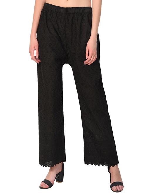 black cotton straight palazzo - 15254191 -  Standard Image - 0