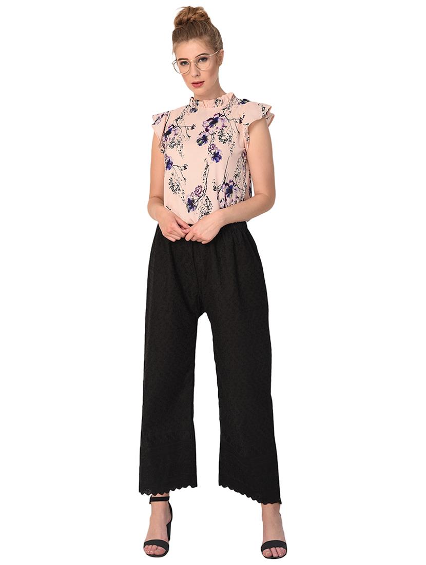 black cotton straight palazzo - 15254191 - Standard Image - 3