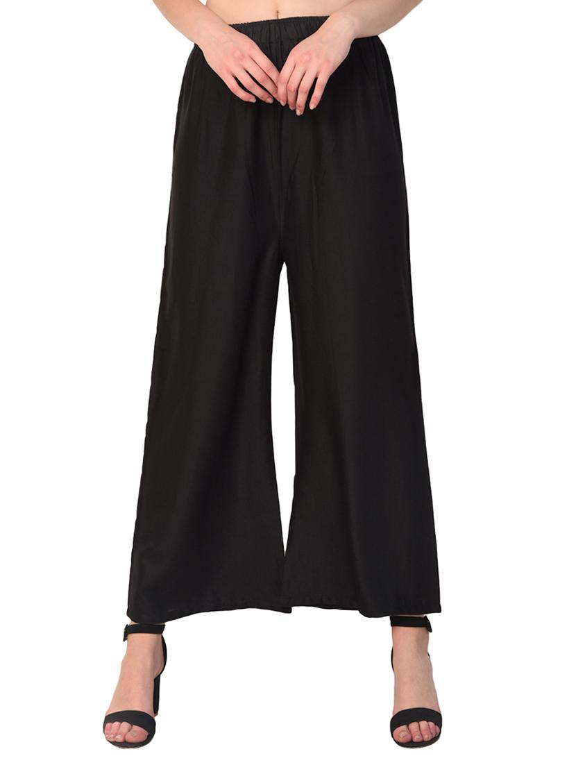 black rayon palazzos - 15254198 -  Zoom Image - 0