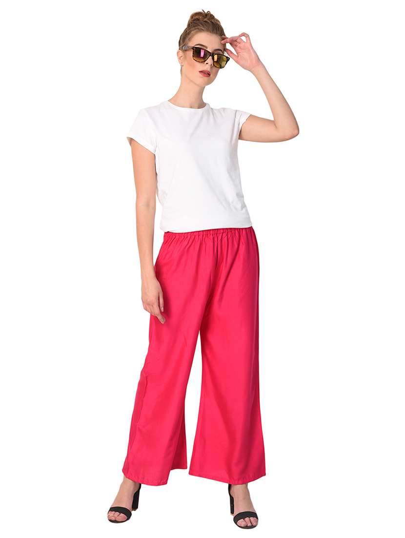 pink rayon palazzos - 15254199 -  Standard Image - 3