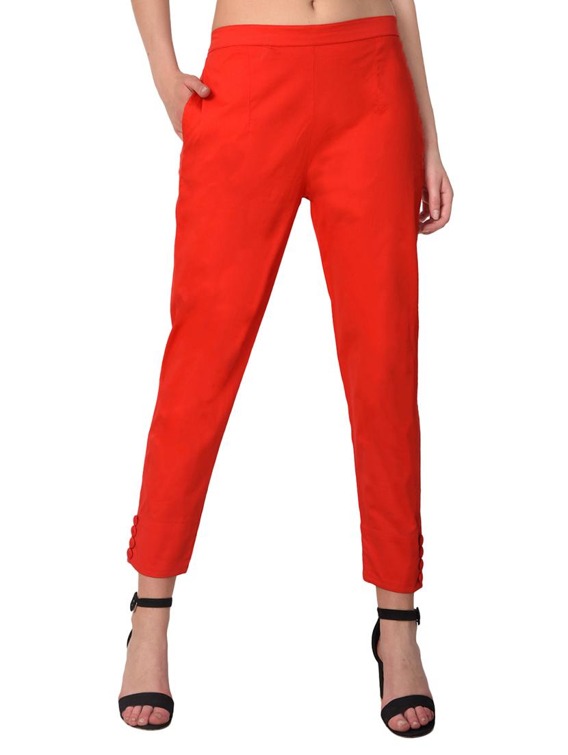 red cotton lycra trousers - 15254224 - Zoom Image - 0