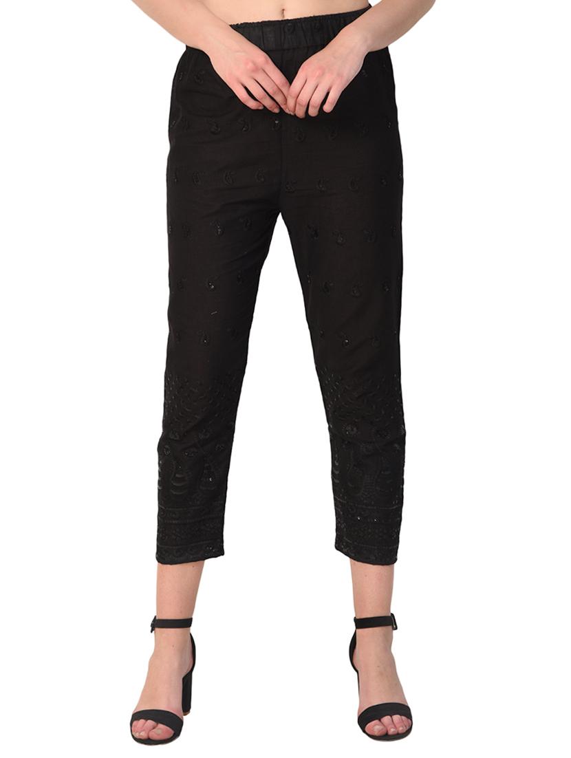 flat front embroidered trouser - 15254228 -  Zoom Image - 0