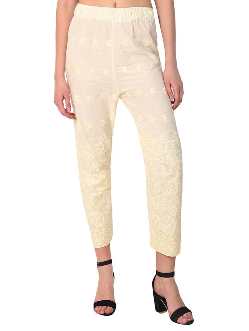 flat front embroidered trouser - 15254229 - Zoom Image - 0