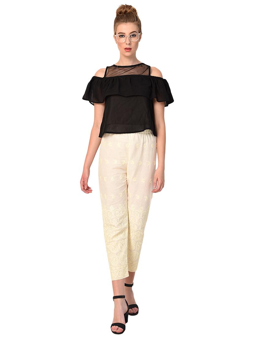 flat front embroidered trouser - 15254229 - Standard Image - 3