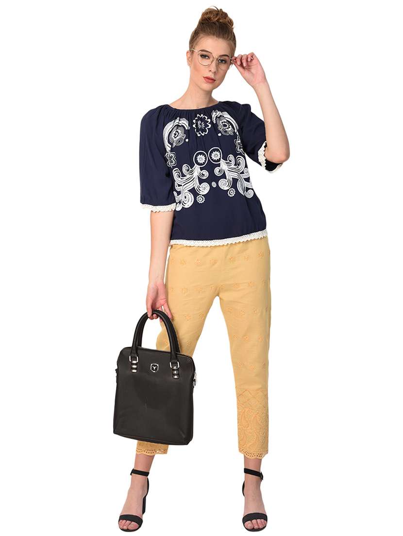 flat front embroidered trouser - 15254232 -  Standard Image - 3