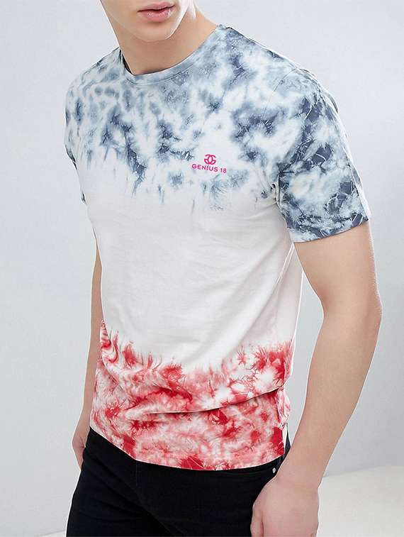 white tie & dye print t-shirt