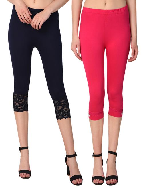 set of 2 multicolored solid leggings capri - 15258681 -  Standard Image - 0