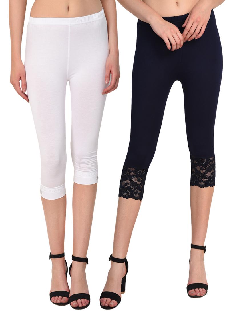 set of 2 multicolored solid leggings capri - 15258683 - Zoom Image - 0