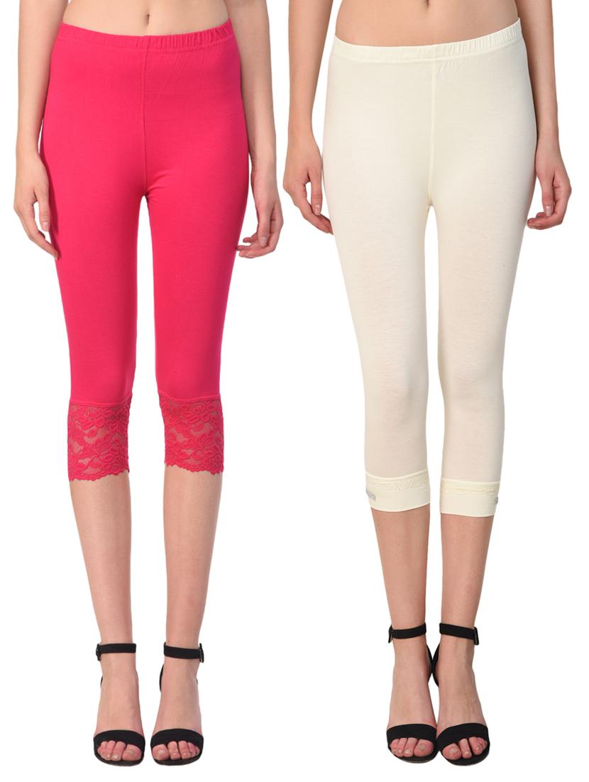 set of 2 multicolored solid leggings capri - 15258685 - Zoom Image - 0