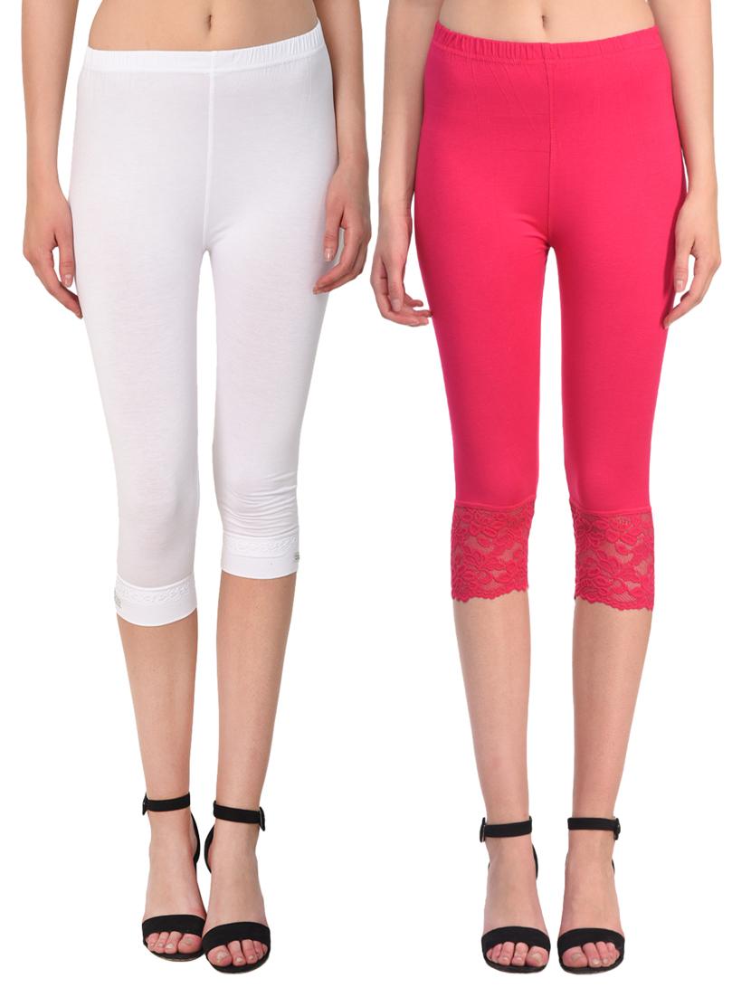 set of 2 multicolored solid leggings capri - 15258688 - Zoom Image - 0