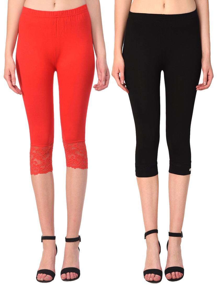 set of 2 multicolored solid leggings capri - 15258689 - Zoom Image - 0