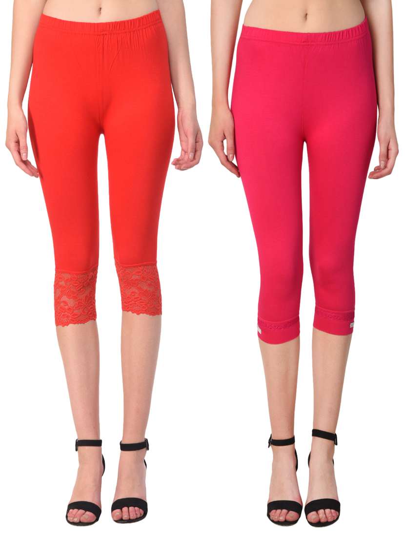 set of 2 multicolored solid leggings capri - 15258691 - Zoom Image - 0