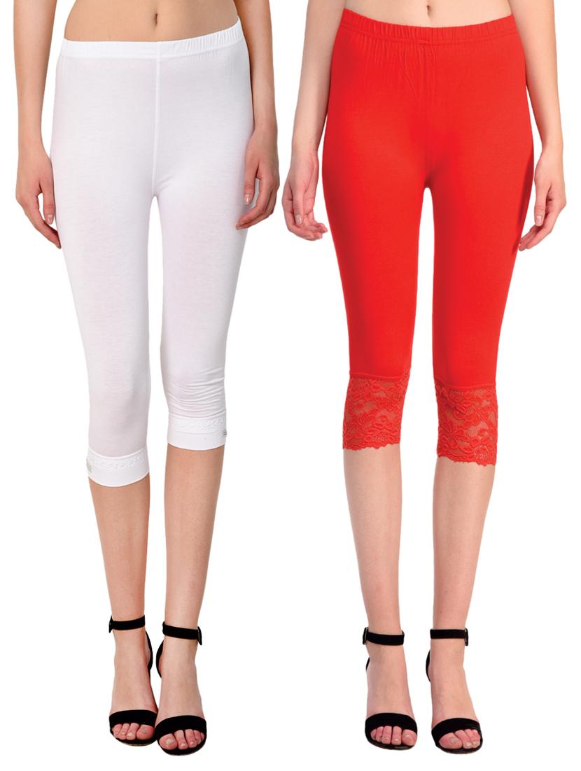 set of 2 multicolored solid leggings capri - 15258693 - Zoom Image - 0