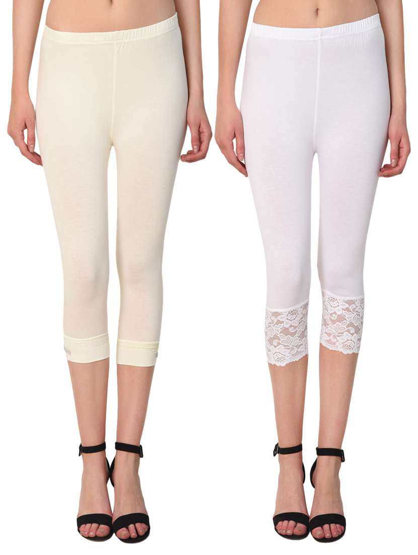 set of 2 white solid leggings capri - 15258696 - Zoom Image - 0