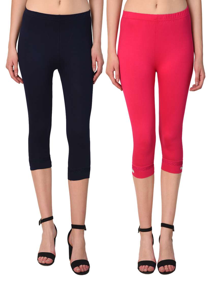 set of 2 multicolored solid leggings capri - 15258705 -  Zoom Image - 0