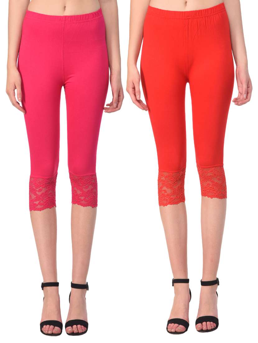 set of 2 multicolored solid leggings capri - 15258713 - Zoom Image - 0