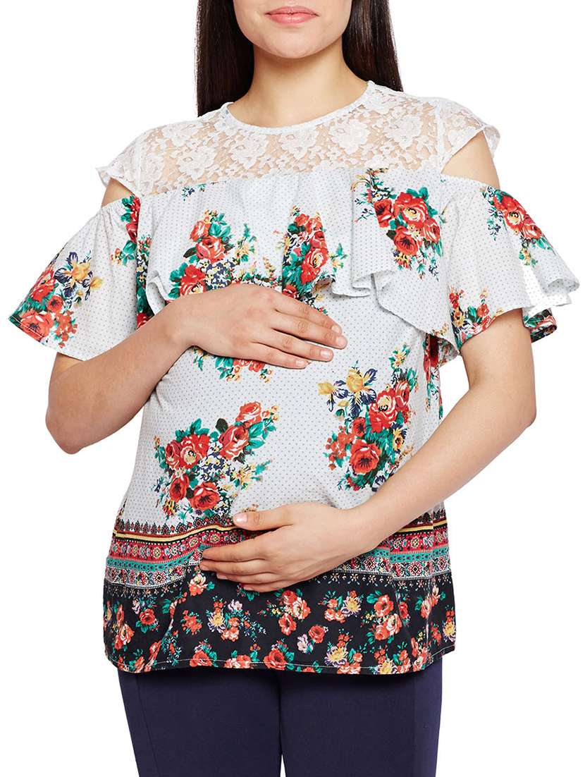 white cotton maternity top - 15260761 - Zoom Image - 0