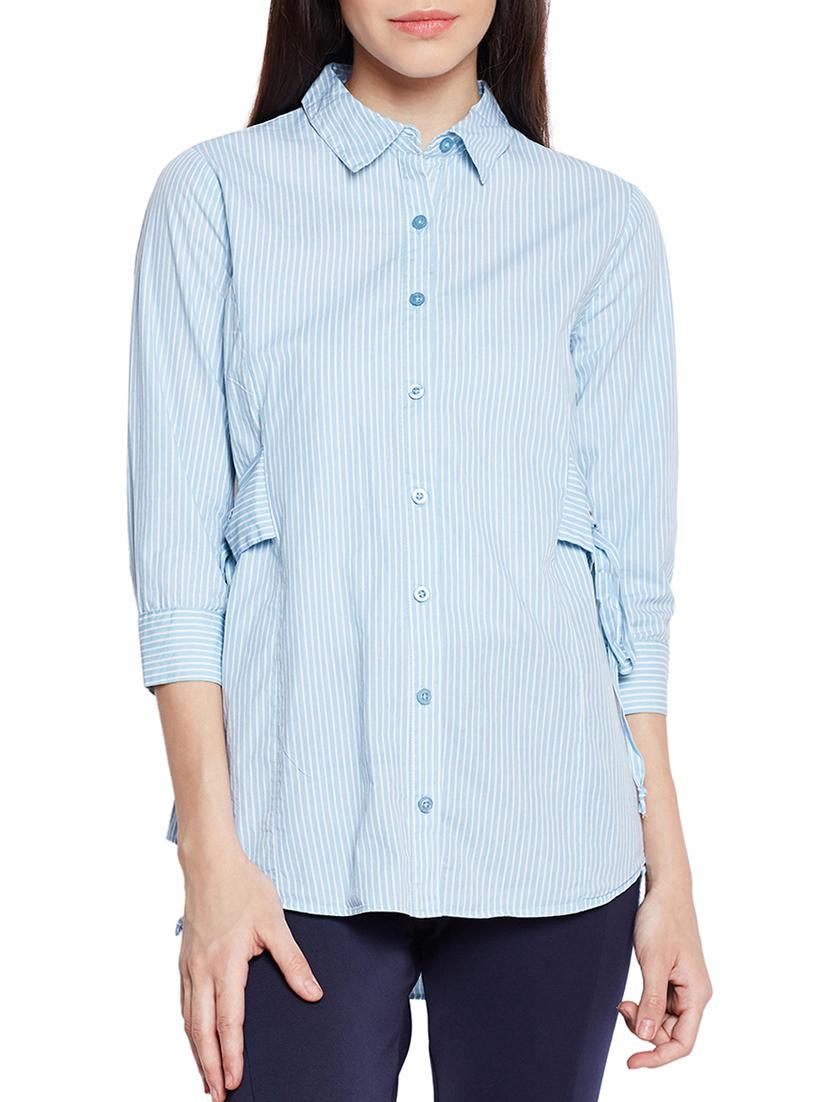blue striped cotton shirt - 15260774 -  Zoom Image - 0