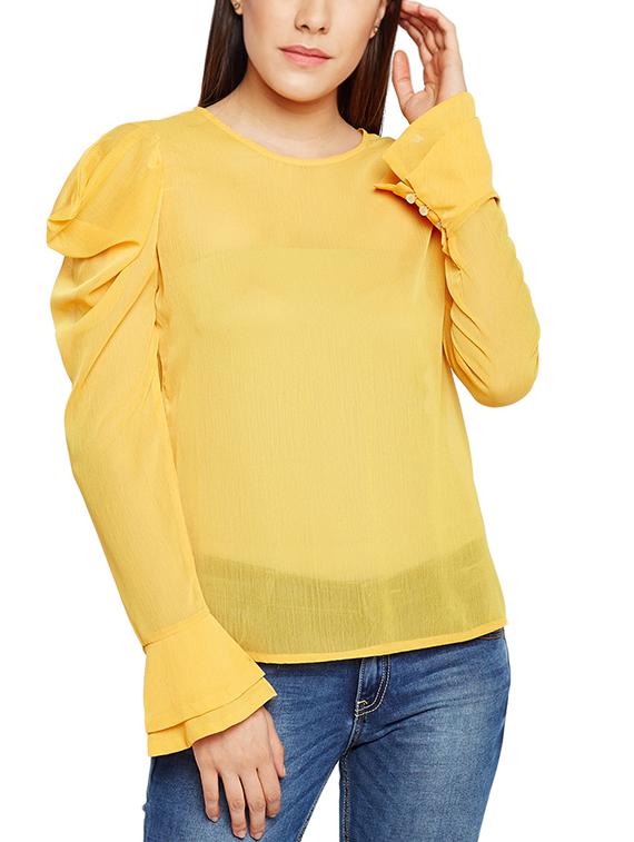cowl sleeved sheer top - 15260825 -  Zoom Image - 0