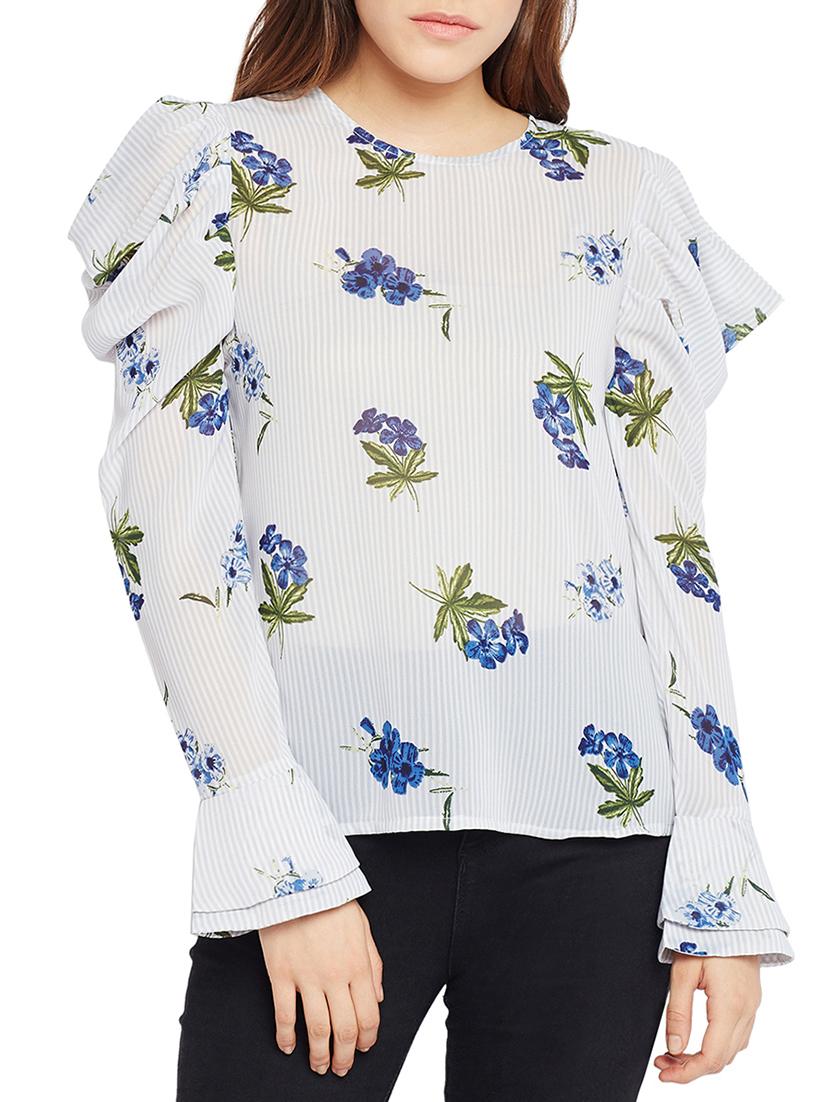 cowl sleeved floral striped top - 15260827 -  Zoom Image - 0