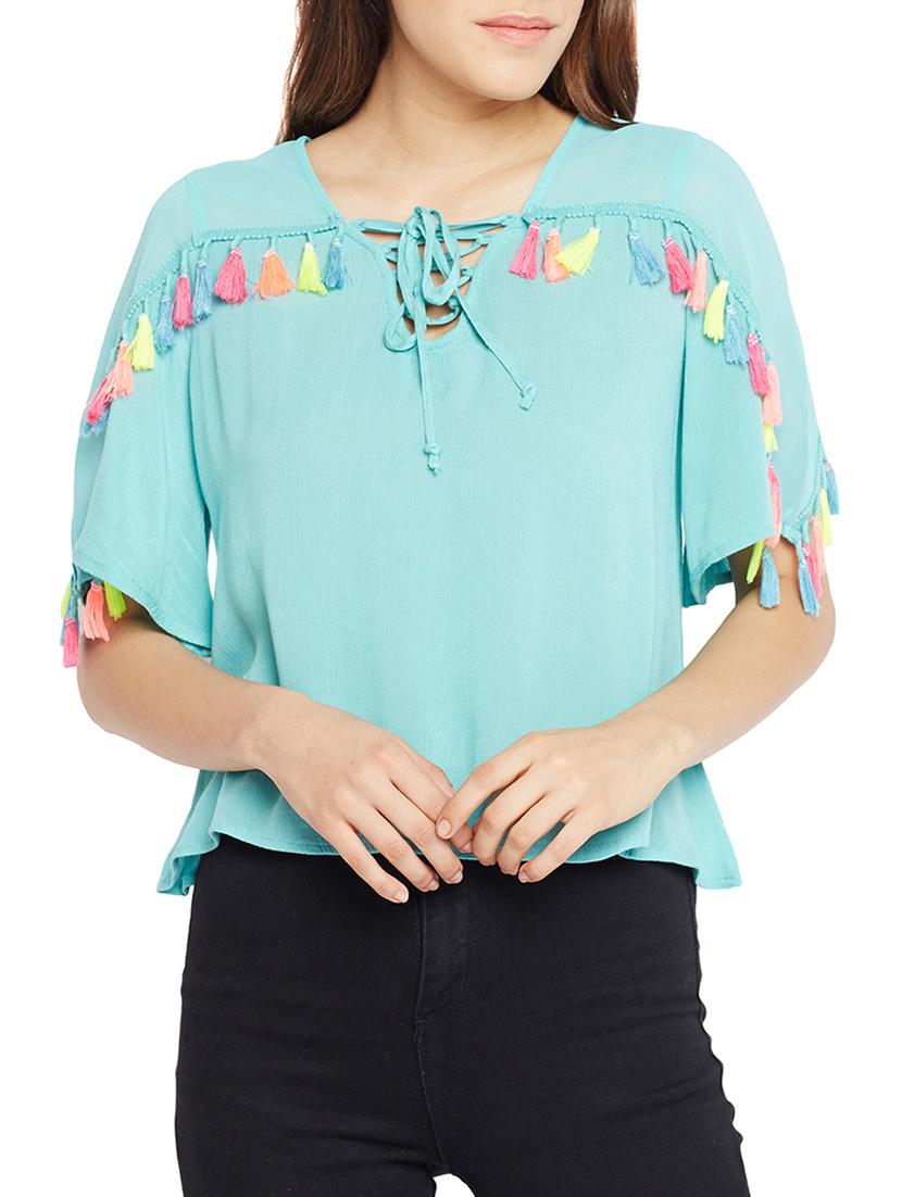 tasseled lace trim top - 15260835 - Zoom Image - 0