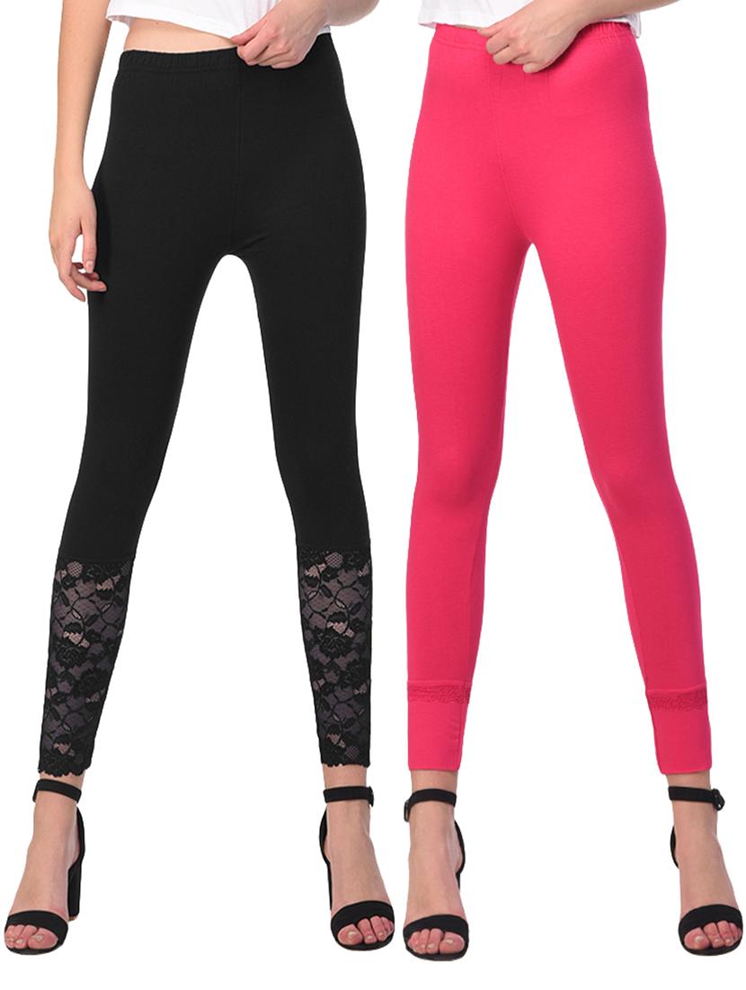 set of 2 multicolored solid leggings - 15260917 - Zoom Image - 0