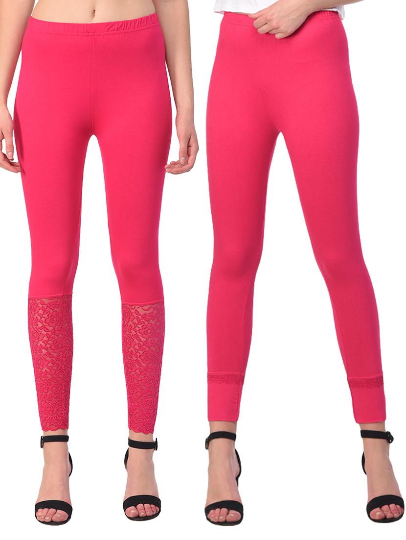 set of 2 pink solid leggings - 15260922 -  Zoom Image - 0