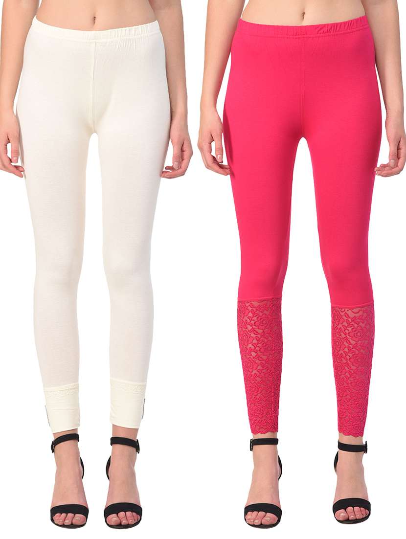 set of 2 multicolored solid leggings - 15260923 -  Zoom Image - 0