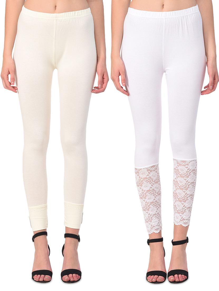 set of 2 white laced legging - 15260926 - Zoom Image - 0