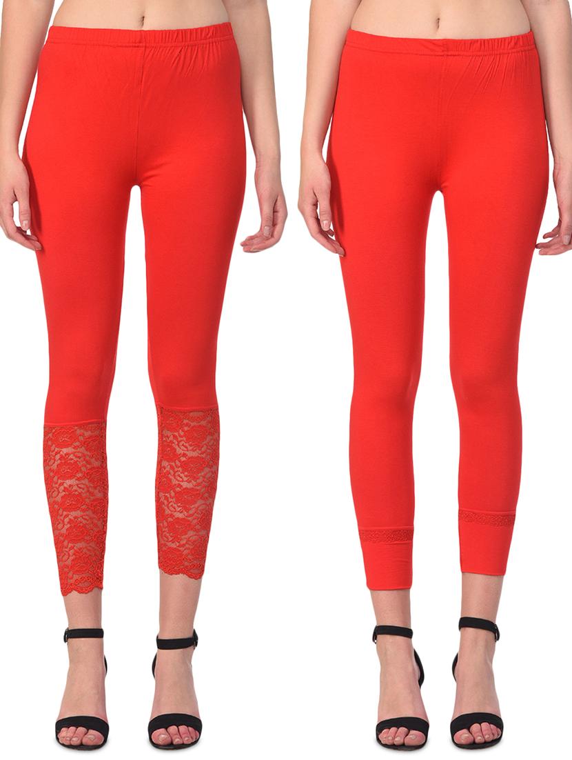 set of 2 red solid legging - 15260936 -  Zoom Image - 0