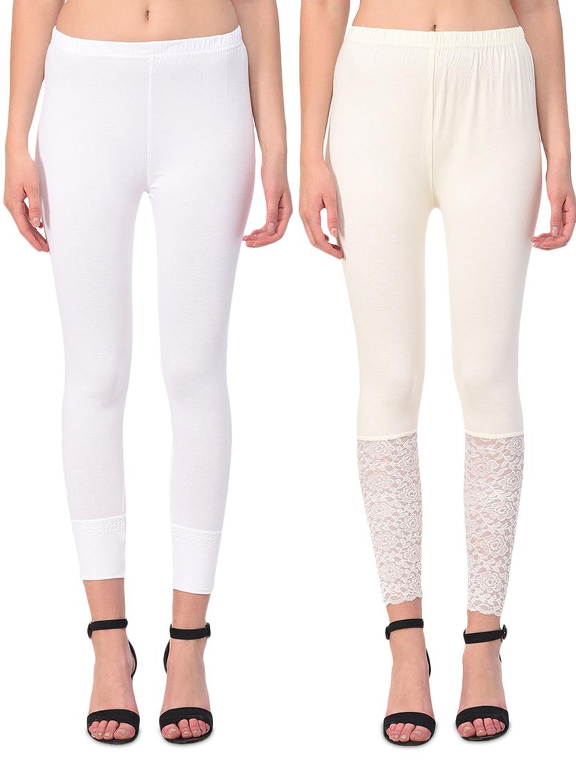 set of 2 white solid legging - 15260937 - Zoom Image - 0