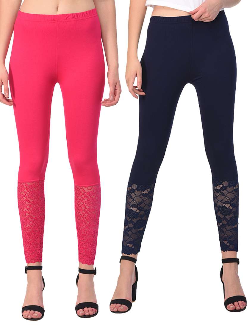 set of 2 multicolored solid leggings - 15260941 - Zoom Image - 0