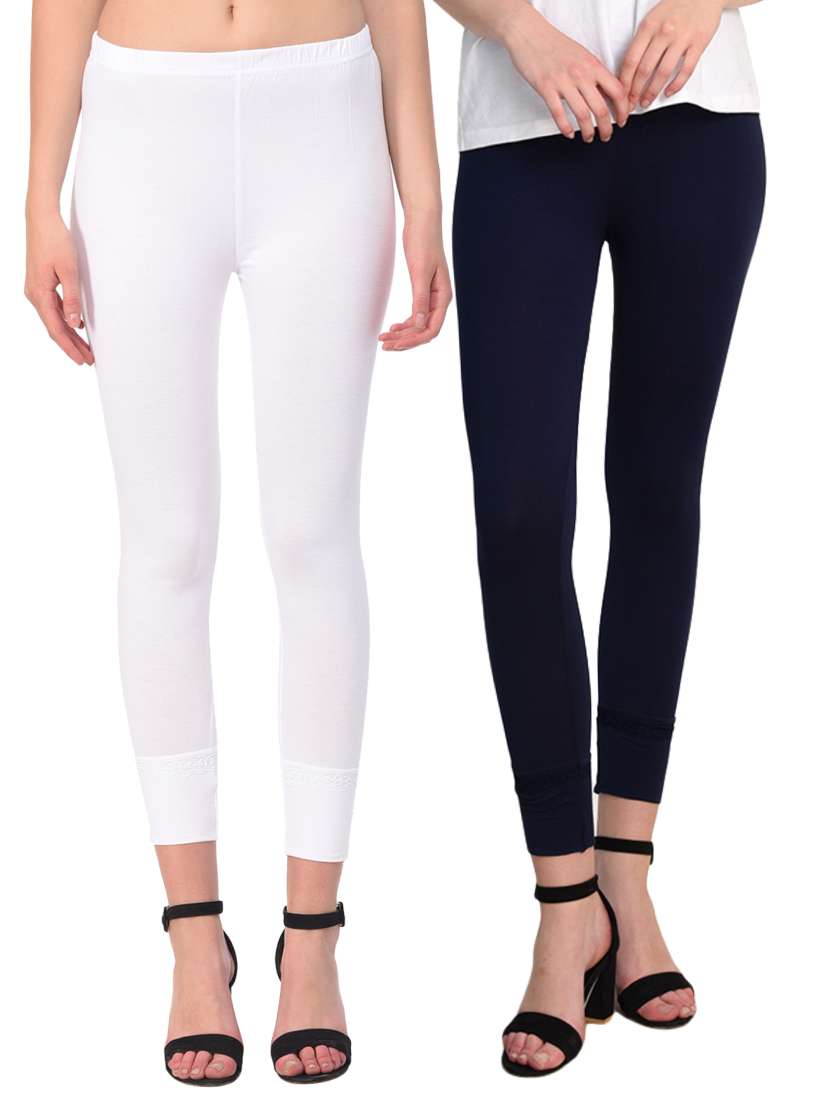set of 2 multicolored solid leggings - 15260948 -  Zoom Image - 0