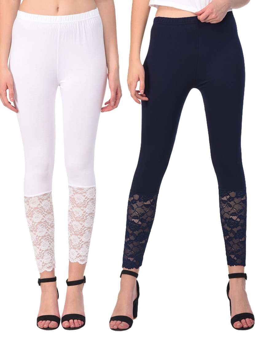 set of 2 multicolored solid leggings - 15260954 - Zoom Image - 0