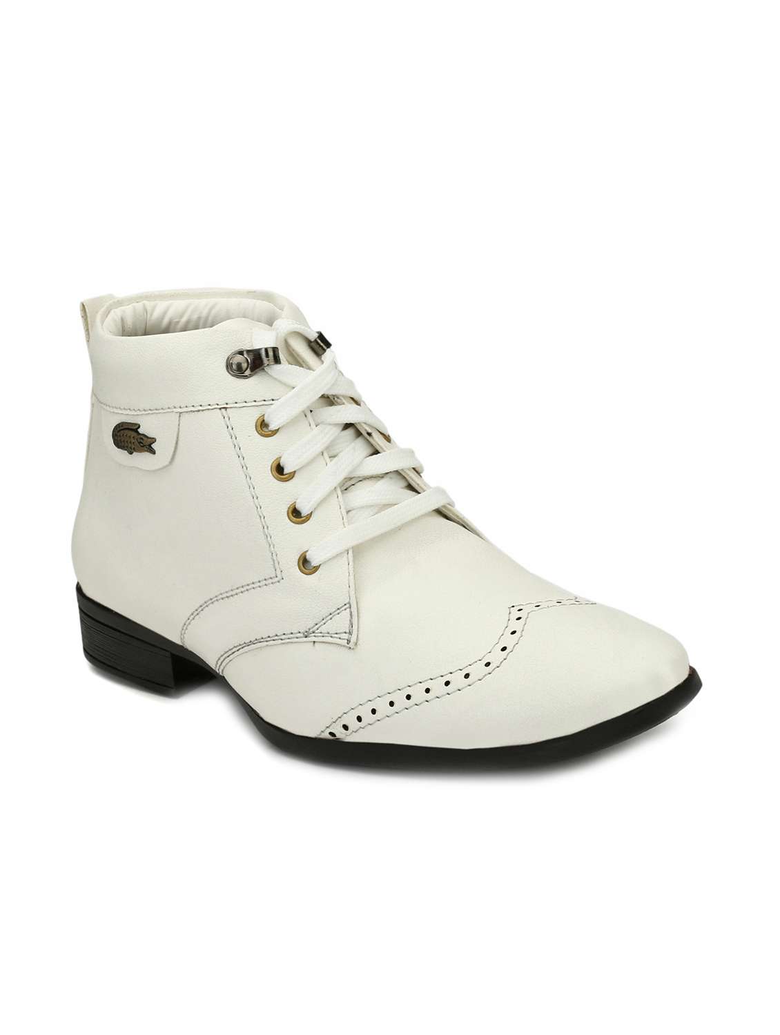white leatherette lace-up derbys