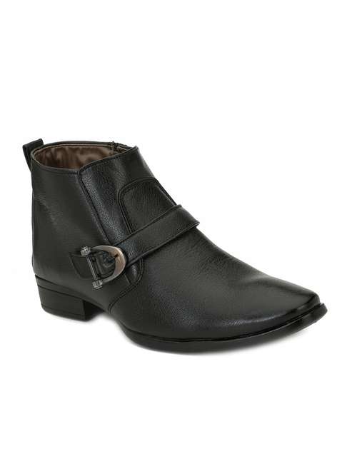 black leatherette slip on boots - 15260962 -  Standard Image - 0