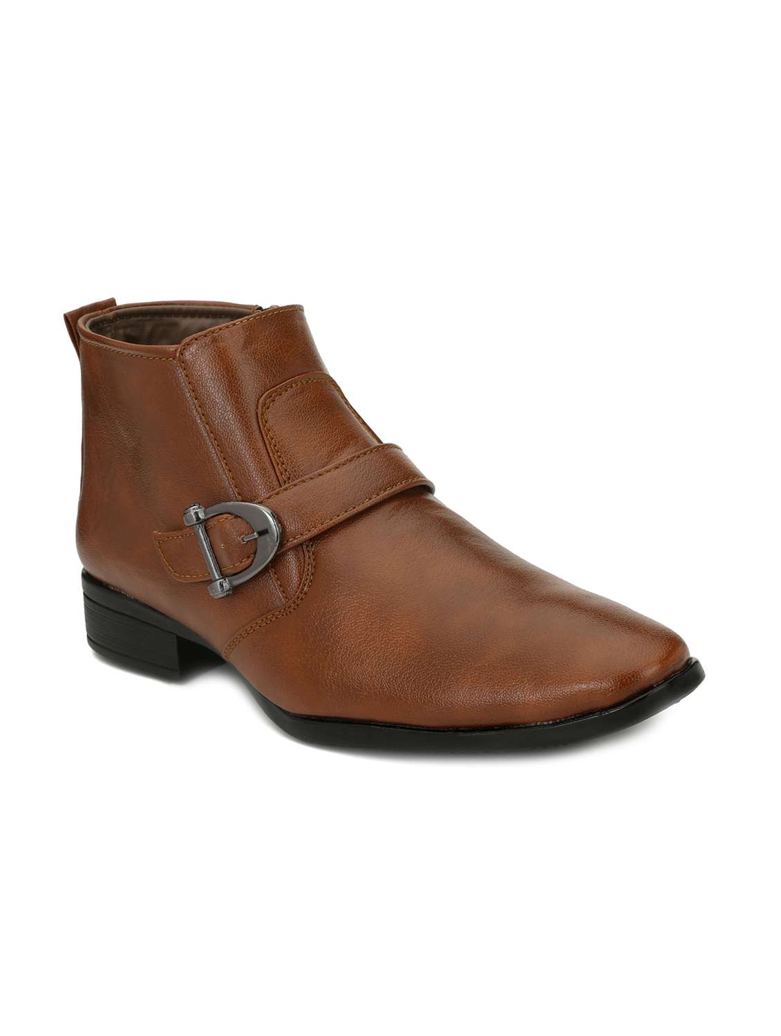 brown leatherette slip on boots 