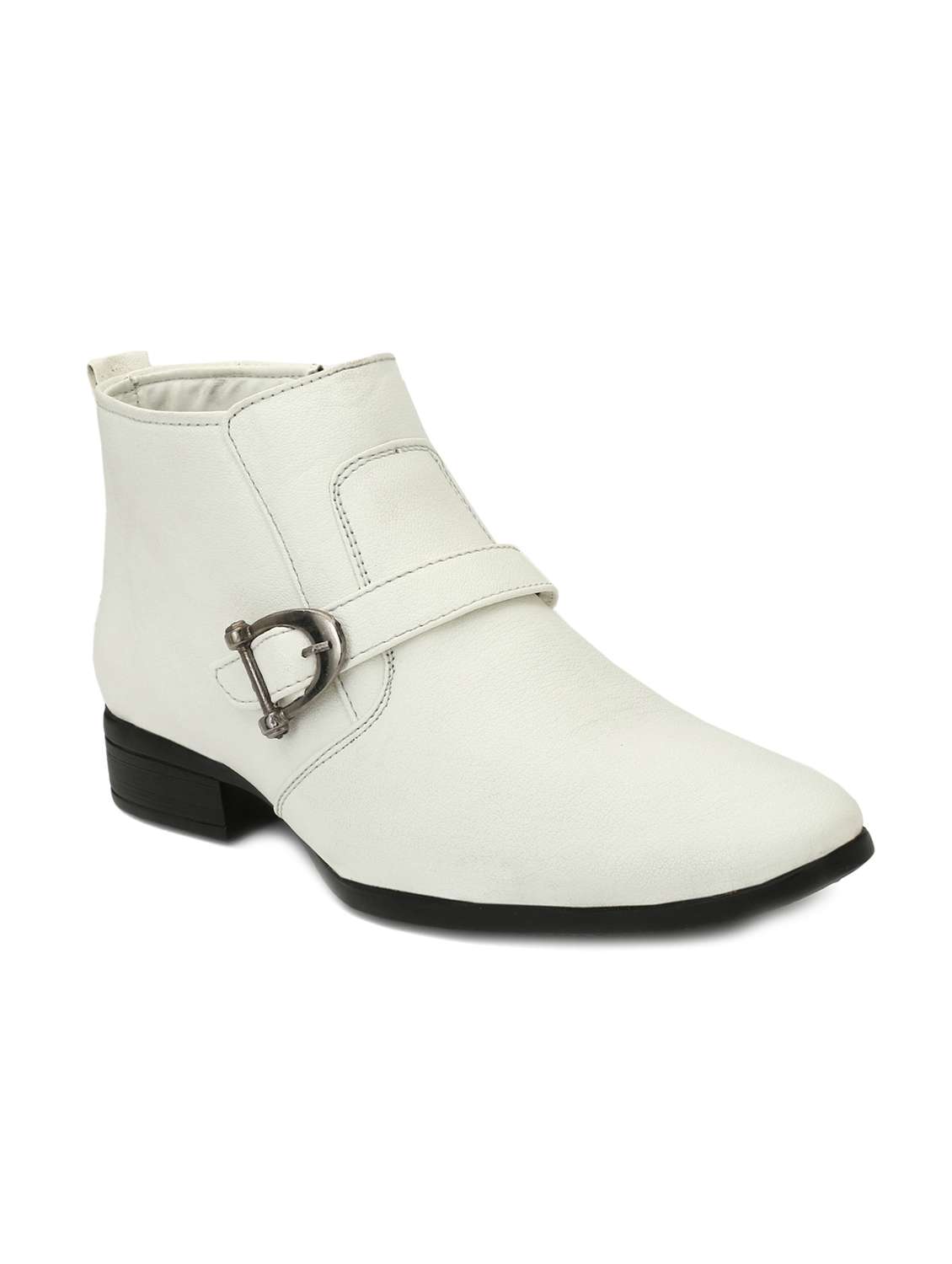 white leatherette formal slip on