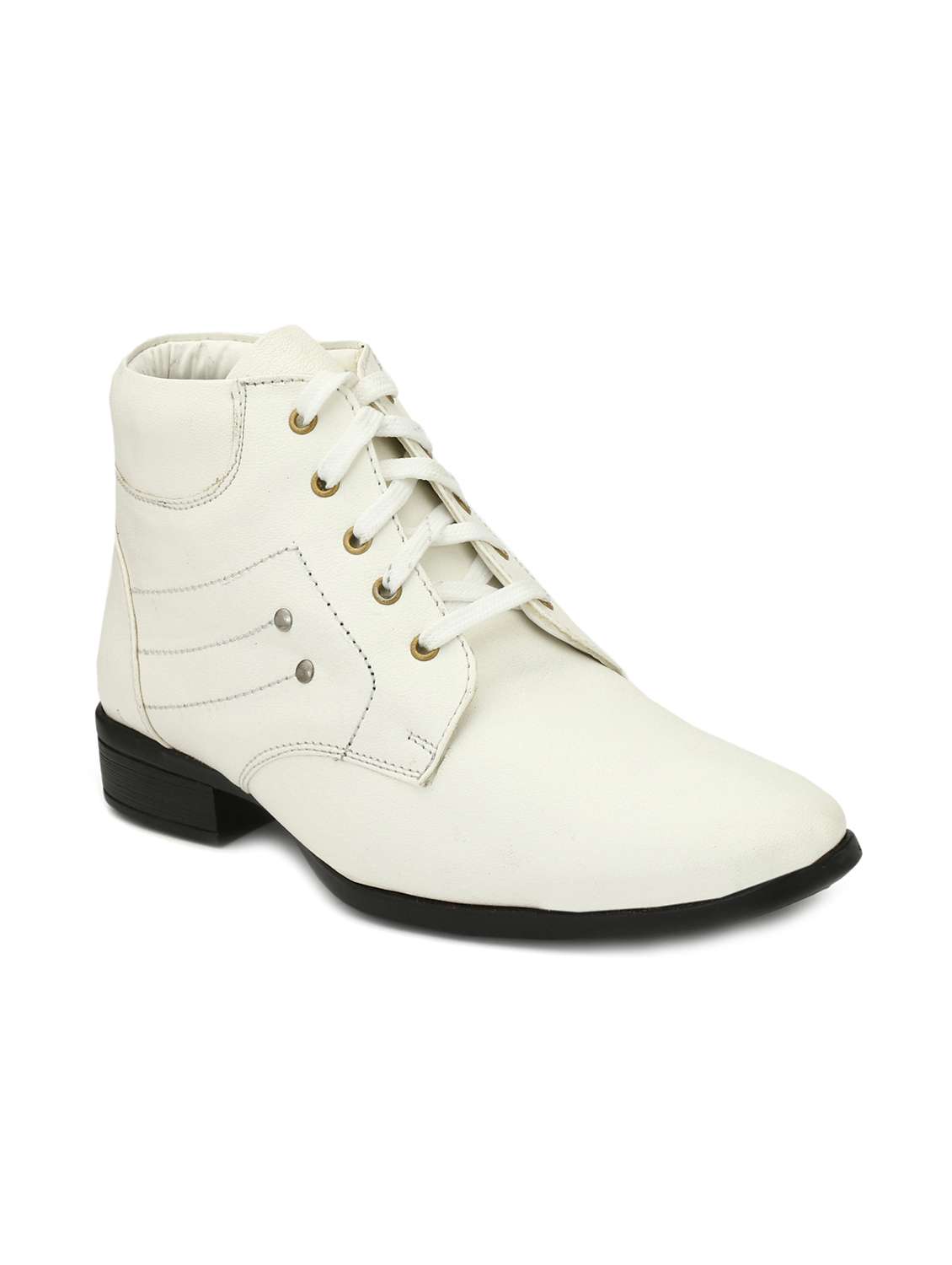 white leatherette lace-up derby