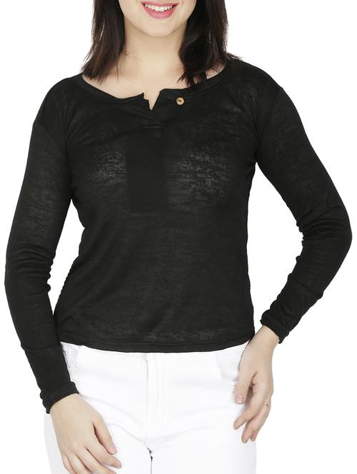 knitted notch neck top - 15262263 -  Standard Image - 0