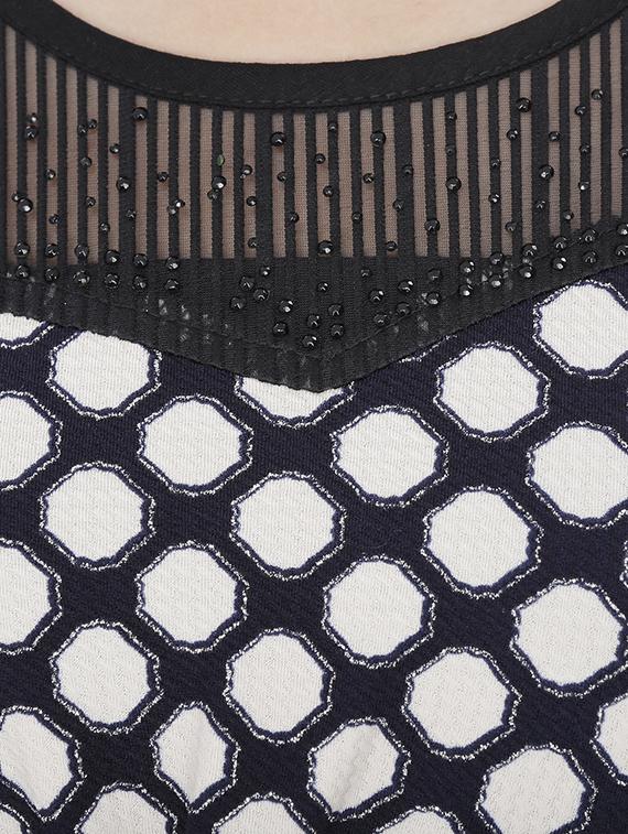 mesh embellished yoke printed top - 15263452 - Standard Image - 3