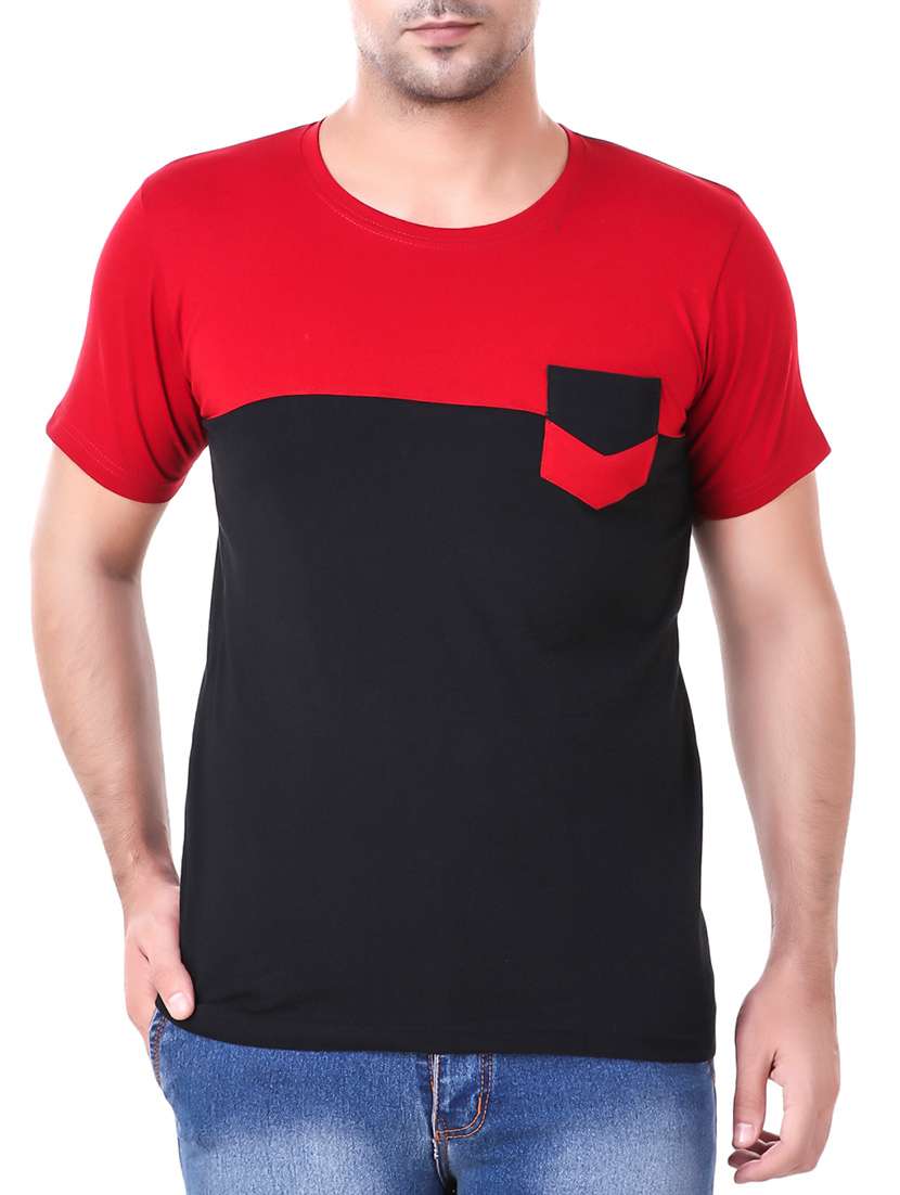 black color block pocket t-shirt - 15263820 - Zoom Image - 0