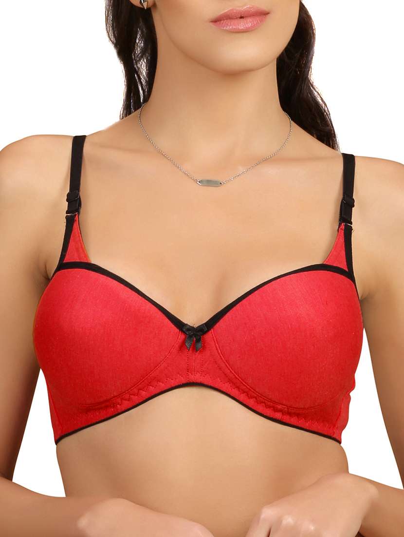red solid cotton bra