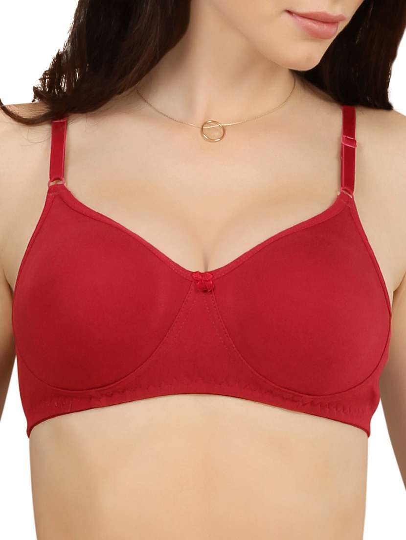 red solid cotton bra